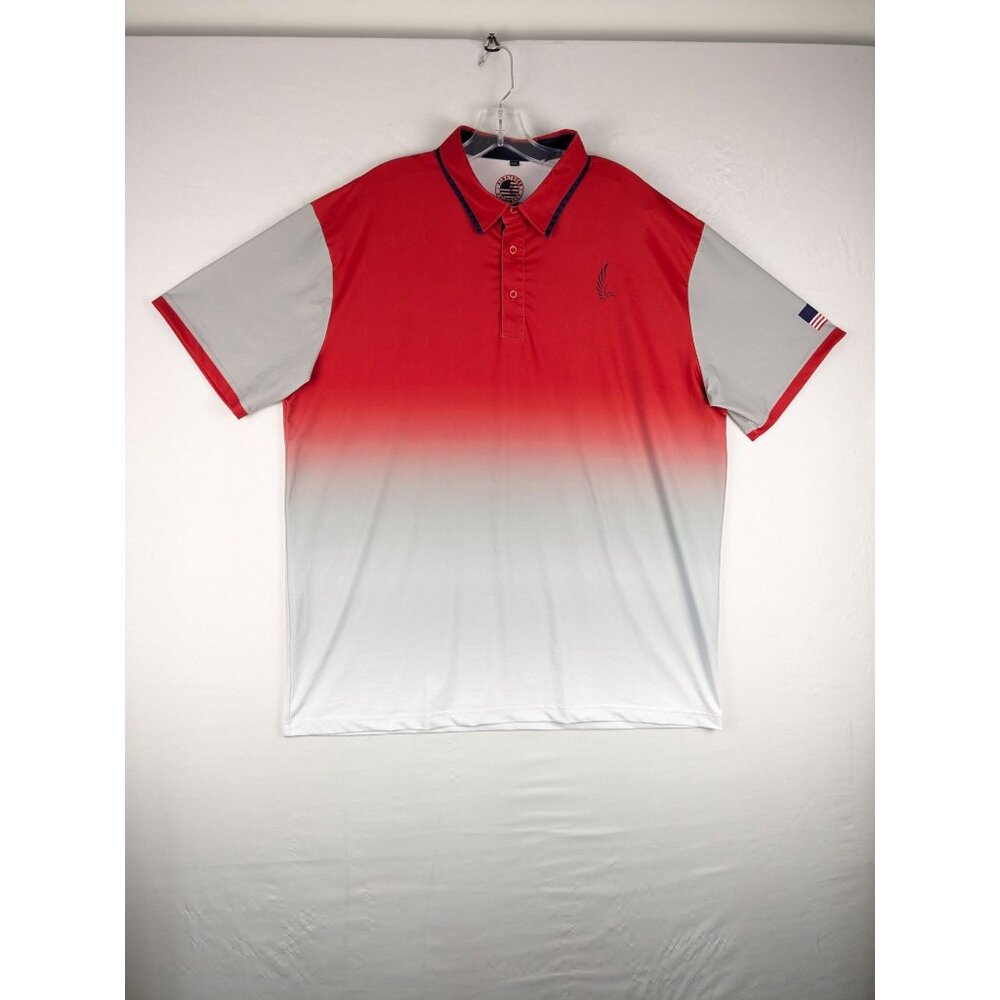 Albatross Golf Wear Mens 2XL Red &‎ White Gradient Polo Shirt